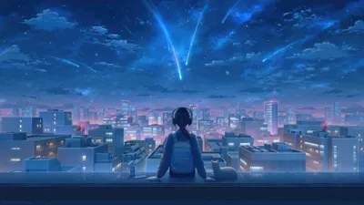 Anime Girl Sitting Atop World Wallpaper 4K 3840x2160 Hd, Desktop, Wallpaper:, Featuring, An, Anime, Girl, Sitting, Atop, Building, Overlooking, Vibrant, Brown, Ultrawide, 4k