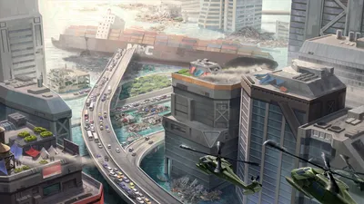 Futuristic Sci City Towering Buildings World Wallpaper 4K 1920x1080 Hd, Desktop, Wallpaper, Of, A, Futuristic, Sci-fi, City, Featuring, Towering, Buildings, Elevated, Gray, Ultrawide, Full HD