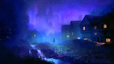 Fantasy City Glowing Space Wallpaper 4K 1920x1080 Hd, Fantasy, City, Desktop, Wallpaper, Showing, A, Glowing, Misty, Village, Illuminated, Houses, Brown, Orange, Ultrawide, Full HD