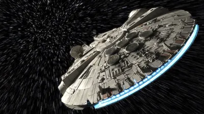 Millennium Falcon Soaring Wallpaper 4K, Space category