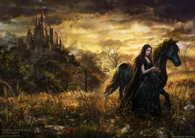 Radiant Fantasy Wallpaper Fantasy Wallpaper 4K 1399x991 Fantasy, Landscape, Hd, Wallpaper, A, Woman, In, Dark, Dress, Walks, Beside, Black, Brown, Gray