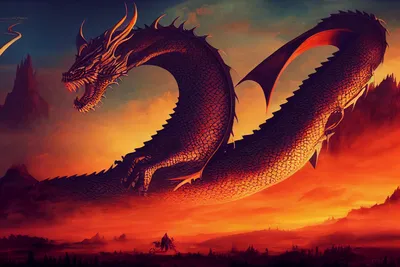 Bold Art Wallpaper Fantasy Wallpaper 4K 2304x1536 Ai, Art, Minimalist, Fantasy, Dragon), Hd, Desktop, Wallpaper, Red, Orange, Landscape, Full HD