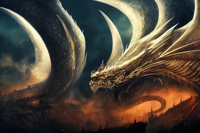 Epic Art Wallpaper Fantasy Wallpaper 4K 2304x1536 Ai, Art, Minimalist, Fantasy, Dragon), Hd, Desktop, Wallpaper, White, Gray, Landscape, Full HD