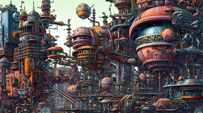 Detailed Sci Cityscape Floating Grounded Wallpaper 4K, World category