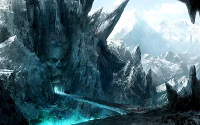 Dark Fantasy Wallpaper Nature Wallpaper 4K 1920x1200 Hd, Fantasy, Landscape, Wallpaper, Featuring, A, Dramatic, Icy, Mountain, Glowing, Blue, Light, White, Ultrawide, Full HD