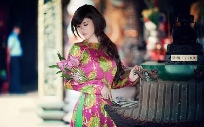 Golden Asian Wallpaper Nature Wallpaper 4K 1920x1200 Hd, Desktop, Wallpaper, Featuring, An, Asian, Woman, In, Vibrant, Pink, Green, Dress, White, Ultrawide, Full HD
