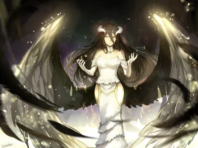 Vivid Albedo Wallpaper Black/Dark Wallpaper 4K 1920x1440 Hd, Desktop, Wallpaper, Featuring, Albedo, From, The, Anime, Overlord, Beautifully, Illustrated, Her, White, Landscape, Full HD