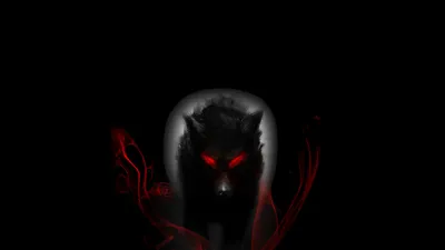 Fierce Black Wolf Black/Dark Wallpaper 4K 1920x1080 A, Fierce, Black, Wolf, With, Glowing, Red, Eyes, Emerges, Darkness, Surrounded, Swirling, Blue, Gray, Brown, Ultrawide, Full HD