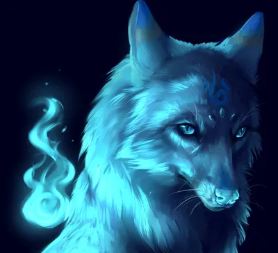 Dark Fantasy Wallpaper Animals Wallpaper 4K 2200x2000 Hd, Fantasy, Desktop, Wallpaper, Featuring, A, Blue-hued, Wolf, Glowing, Eyes, Mystical, Symbols, Yellow, Pink, Square, Full HD