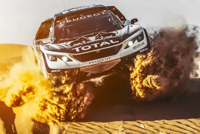 Rally Car Kicking Cars Wallpaper 4K 3500x2333 A, Rally, Car, Kicking, Up, Sand, While, Airborne, Desert, Track, Captured, Dynamic, White, Ultrawide, QHD