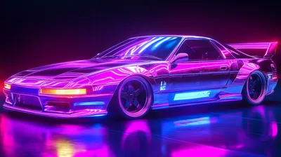 Dark Sleek Wallpaper Cars Wallpaper 4K 2912x1632 A, Sleek, Purple, Jdm, Car, Illuminated, By, Vibrant, Neon, Lights, Desktop, Pink, Yellow, Ultrawide, QHD