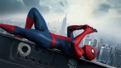 Spider Man Brand World Wallpaper 4K 3840x2160 Spider-man, Brand, New, Day, In, Red-and-blue, Suit, Reclined, Steel, Girder, White, Ultrawide, 4k