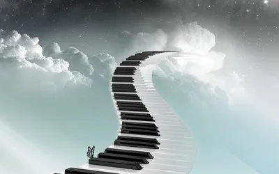Surreal Winding Piano Keyboard Nature Wallpaper 4K 1920x1200 A, Surreal, Hd, Wallpaper, Featuring, Winding, Piano, Keyboard, Ascending, Into, Dreamy, Sky, White, Gray, Ultrawide, Full HD