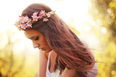 Bold Woman Wallpaper Nature Wallpaper 4K 2500x1667 Hd, Desktop, Wallpaper, Of, A, Woman, Wearing, Pink, Flower, Crown, Looking, Down, White, Landscape, Full HD