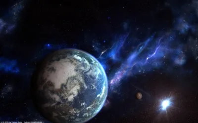 Sci Space Blue Green Planet Wallpaper 4K, Space category