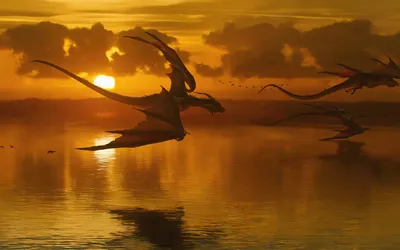 Fantasy Dragons Soaring Glowing Wallpaper 4K, Fantasy category
