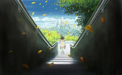 Anime Cityscape Viewed Shadowed Wallpaper 4K, World category