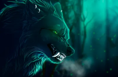 Fantasy Wolf Glowing Animals Wallpaper 4K 2300x1500 Hd, Fantasy, Wallpaper:, Featuring, A, Wolf, With, Glowing, Green, Eyes, Mystical, Dimly, Purple, Orange, Yellow, Ultrawide, Full HD