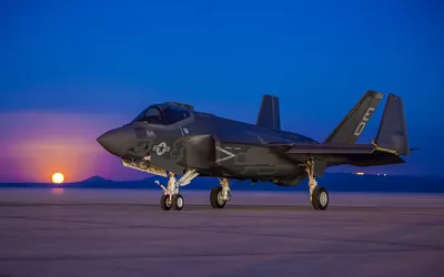 Sleek Lockheed Wallpaper Nature Wallpaper 4K 1920x1200 A, Lockheed, Martin, F-35, Lightning, Ii, Stands, On, Airstrip, Sunset, Capturing, Power, Red, Ultrawide, Full HD