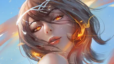 Fantasy Close Woman Fantasy Wallpaper 4K 1920x1080 Fantasy, Hd, Desktop, Wallpaper:, Featuring, A, Close-up, Of, Woman, Glowing, Orange, Eyes, Gray, Ultrawide, Full HD