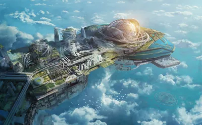 Serene Futuristic Wallpaper Technology Wallpaper 4K 2400x1481 Hd, Pc, Desktop, Wallpaper, Of, A, Futuristic, Sci-fi, City, Floating, Above, Clouds, Gray, Ultrawide, Full HD
