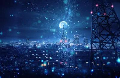 Anime Cityscape Night Wallpaper 4K, World category