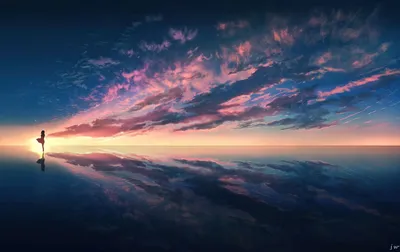 Anime Vibrant Sunset Nature Wallpaper 4K 3430x2160 Anime-style, Hd, Desktop, Wallpaper, Showing, A, Vibrant, Sunset, Horizon, Colorful, Clouds, Reflected, White, Ultrawide, QHD