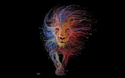 Bold Vibrant Wallpaper Abstract Wallpaper 4K 4800x3000 A, Vibrant, And, Fantastical, Depiction, Of, Lion, Colorful, Flowing, Lines, Set, Against, Black, Ultrawide, 4k