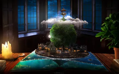 Dreamy Fantasy Wallpaper Fantasy Wallpaper 4K 3840x2400 Hd, Fantasy, Book-themed, Wallpaper, Depicting, A, Magical, Scene, Tree, Island, Emerging, Open, Brown, Green, Gray, Ultrawide, 4k