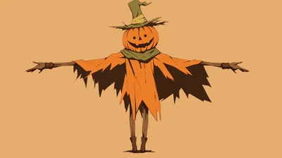 Halloween Scarecrow Pumpkin Abstract Wallpaper 4K 2912x1632 Halloween, Scarecrow, With, Pumpkin, Head, Hd, Desktop, Wallpaper, Orange, Purple, Ultrawide, QHD
