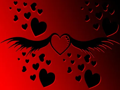 Artistic Design Central Black Heart Black/Dark Wallpaper 4K 1600x1200 Hd, Desktop, Wallpaper, Featuring, An, Artistic, Design, With, Central, Black, Heart, Wings, Brown, Red, Landscape