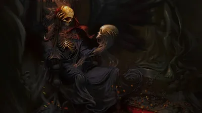 Misty Dark Wallpaper Black/Dark Wallpaper 4K 1920x1080 A, Dark-themed, Hd, Desktop, Wallpaper, Featuring, Skeletal, Figure, Draped, Cloak, Holding, Skull, Gray, Brown, Ultrawide, Full HD