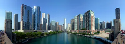 Crisp Cityscape Wallpaper World Wallpaper 4K 8600x3084 4k, Ultra, Hd, Cityscape, Of, Chicago, Featuring, Modern, Man-made, Skyscrapers, Along, River, Pink, Gray, Ultrawide