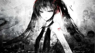 Bold Dark Wallpaper Black/Dark Wallpaper 4K 1922x1079 A, Striking, Dark, Anime, Wallpaper, Featuring, Hatsune, Miku, Showcasing, Her, Black, Tones, White, Ultrawide, Full HD