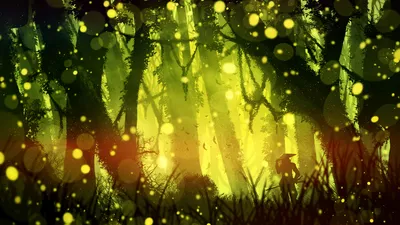 Fantasy Warrior Stands Fantasy Wallpaper 4K 1920x1080 A, Fantasy, Warrior, Stands, In, Glowing, Firefly-illuminated, Forest, Creating, Mystical, Enchanting, Scene, Orange, Yellow, Ultrawide, Full HD