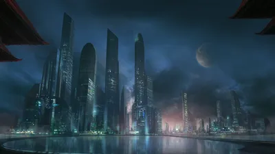 Futuristic Sci City World Wallpaper 4K 1920x1080 Futuristic, Sci-fi, City, Skyline, At, Night, With, Towering, Skyscrapers, Glowing, Moon, Rendered, Brown, Ultrawide, Full HD