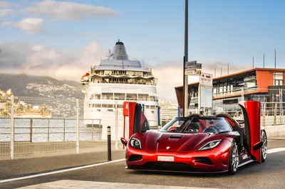 Serene Koenigsegg Wallpaper World Wallpaper 4K 5923x3949 A, Striking, Koenigsegg, Agera, R, In, Vibrant, Red, Doors, Open, Set, Against, Gray, Landscape, 4k