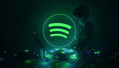 Serene Glowing Wallpaper Technology Wallpaper 4K 4096x2341 4k, Ultra, Hd, Desktop, Wallpaper, Featuring, A, Glowing, Green, Spotify, Logo, Above, Orange, Ultrawide