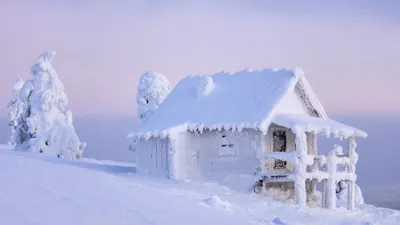Serene Depicting Snow Covered Nature Wallpaper 4K 3840x2160 A, Serene, Hd, Desktop, Wallpaper, Depicting, Snow-covered, House, Surrounded, Frosted, Trees, Embodying, White, Ultrawide, 4k