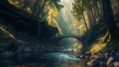 Crisp Fantasy Wallpaper Nature Wallpaper 4K 1920x1088 Hd, Fantasy, Landscape, Of, A, Serene, Forest, With, Sunlight, Filtering, Through, Tall, Gray, Ultrawide, Full HD