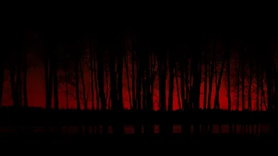 Dark Forest Silhouette Deep Nature Wallpaper 4K 1920x1080 Hd, Pc, Desktop, Wallpaper, Of, A, Dark, Forest, Silhouette, Against, Deep, Red, Black, Ultrawide, Full HD