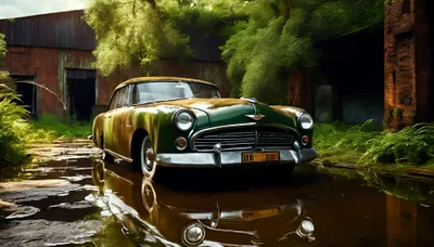 Vintage Green Old Cars Wallpaper 4K 4096x2340 4k, Ultra, Hd, Pc, Desktop, Wallpaper:, Background, Vintage, Green, Old, Car, Parked, Orange, Gray, Ultrawide