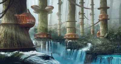 Fantasy City Large Tree Wallpaper 4K, World category