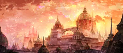 Golden Quad Wallpaper World Wallpaper 4K 3541x1538 2k, Quad, Hd, Pc, Desktop, Wallpaper, A, Golden, Fantasy, Cityscape, Ornate, Domes, Pink, Purple, Ultrawide, QHD