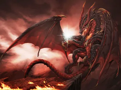 Vivid Majestic Wallpaper Fantasy Wallpaper 4K 1920x1440 Hd, Desktop, Wallpaper, Of, A, Majestic, Red, Dragon), Spread, Wings, Wielding, Glowing, White, Landscape, Full HD