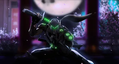 Vibrant Genji Wallpaper Abstract Wallpaper 4K 3840x2052 Hd, Desktop, Wallpaper, Featuring, Genji, From, The, Video, Game, Overwatch, Holding, Sword, Black, Ultrawide, 4k