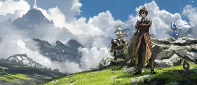 Zhongli Paimon Aether Video Game Nature Wallpaper 4K 4096x1773 Hd, Pc, Wallpaper, Featuring, Zhongli, Paimon, And, Aether, Video, Game, Genshin, Impact, Gray, White, Ultrawide, 4k