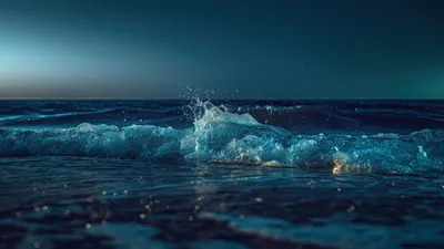 Night Shore Ocean Nature Wallpaper 4K 2560x1440