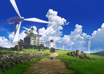 Anime Girl School Nature Wallpaper 4K 1920x1367 An, Anime-style, Image, Featuring, A, Girl, In, School, Uniform, Walking, Path, Wind, Blue, Landscape, Full HD