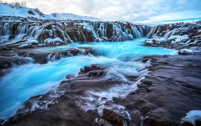 Vivid Bruarfoss Wallpaper Nature Wallpaper 4K 2560x1600 Bruarfoss, Waterfall, Iceland, Icy, Winter, River, And, Frozen, Cascades, Vivid, Turquoise, White, Ultrawide, QHD
